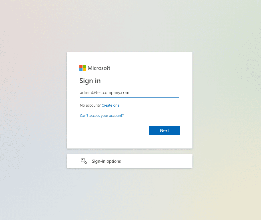 Authenticate on Microsoft Sign in page Authenticate on Microsoft Sign in page