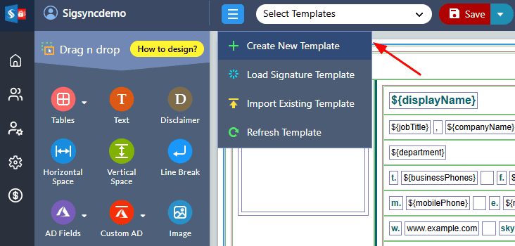 Create a New Template Create a New Template