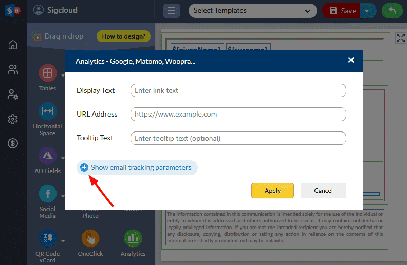 Select the Analytics Link Select the Analytics Link