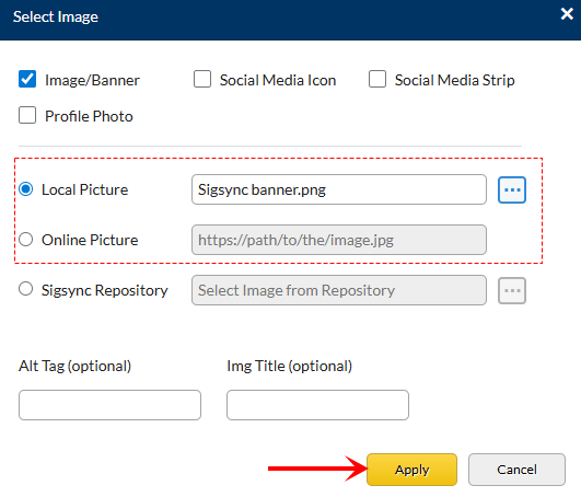 Upload the image Upload the image