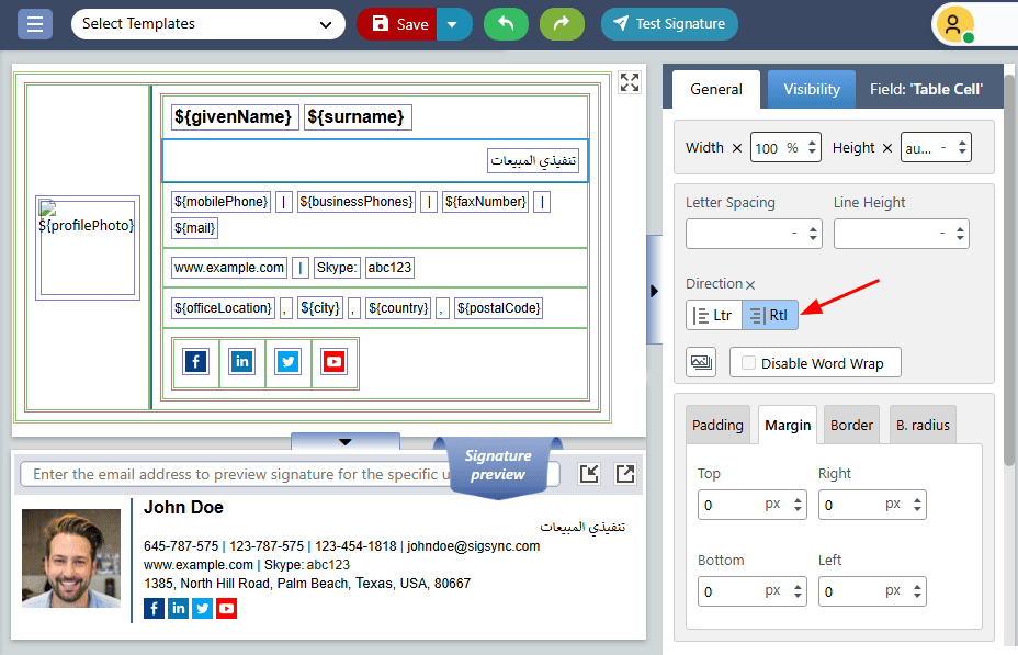 Change table cell direction Change table cell direction