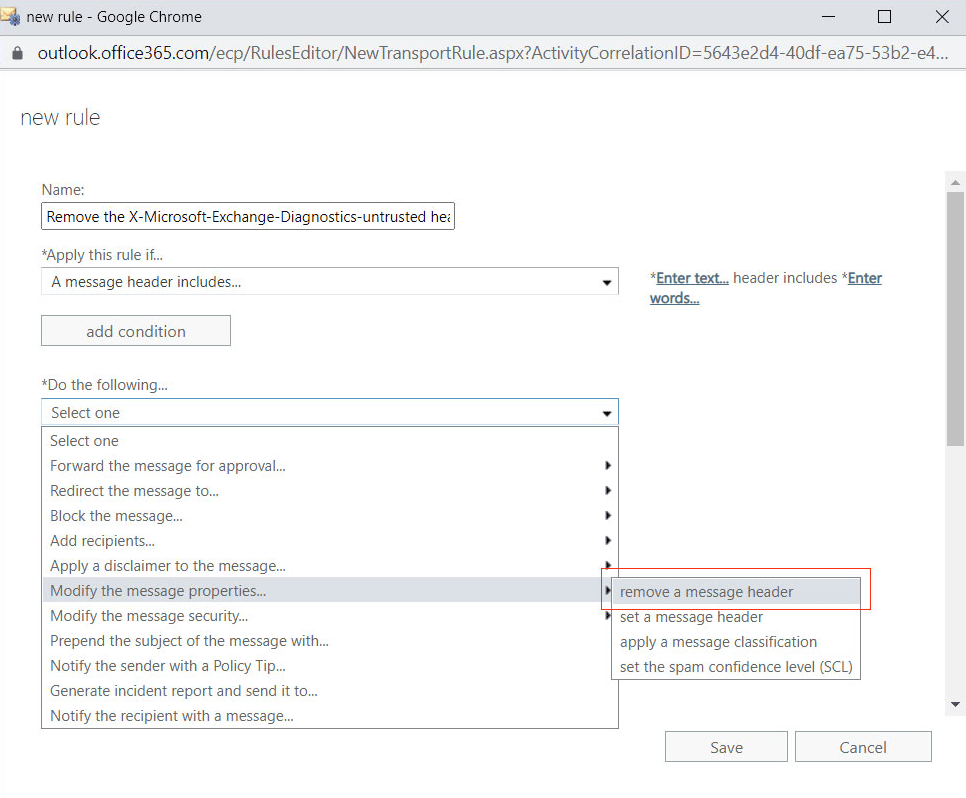 Remove message header Remove message header