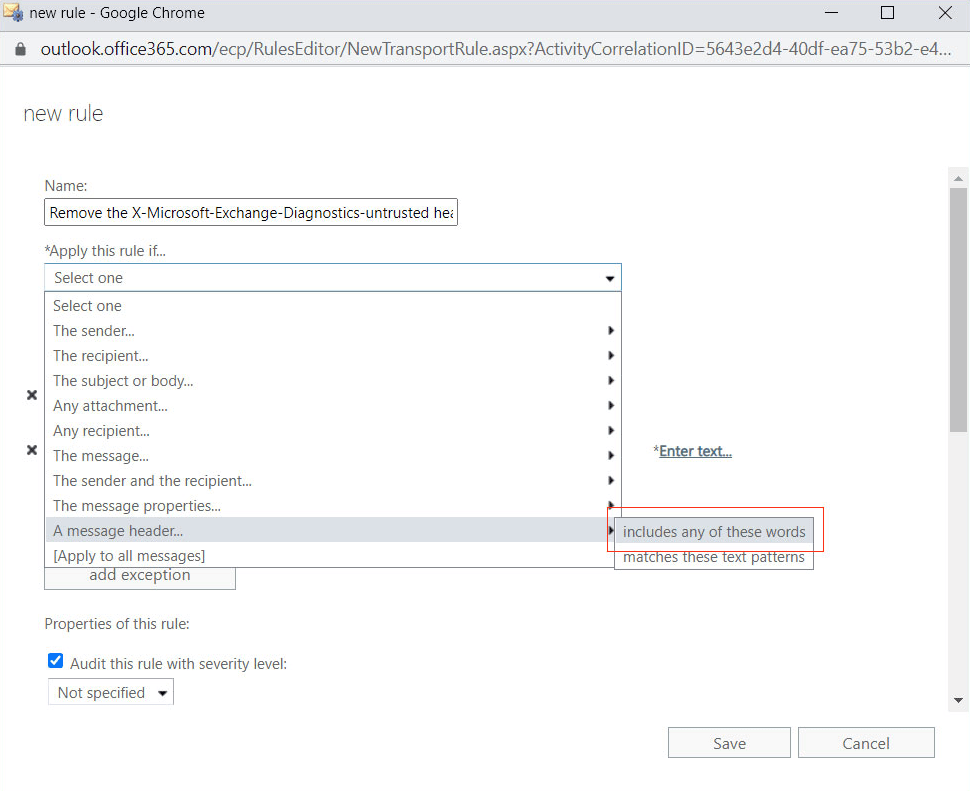 Add new condition to message header Add new condition to message header