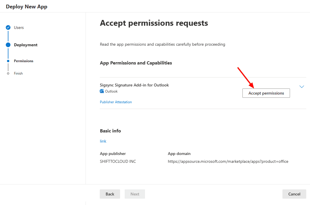 Accept permissions Accept permissions