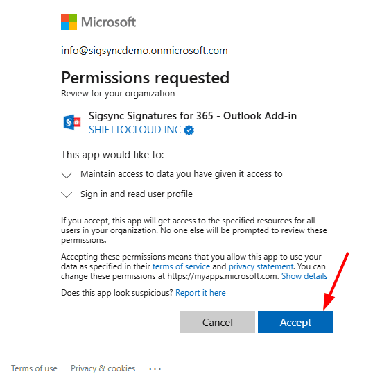 Accept the required permission Accept the required permission