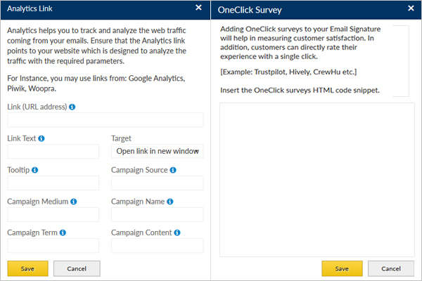 Analytics and OneClick survey