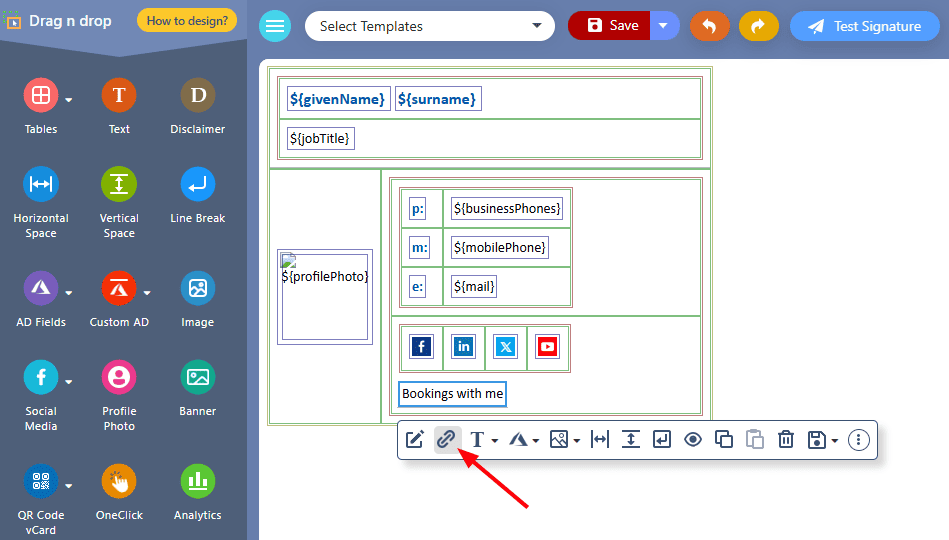 Add hyperlink in text