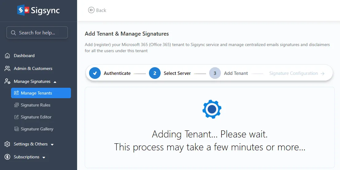 Adding Tenant Adding Tenant