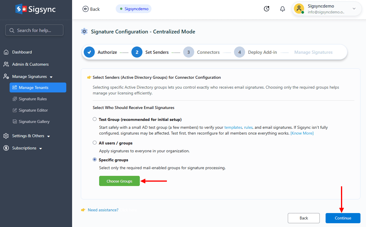 Choose Specific Groups Choose Specific Groups