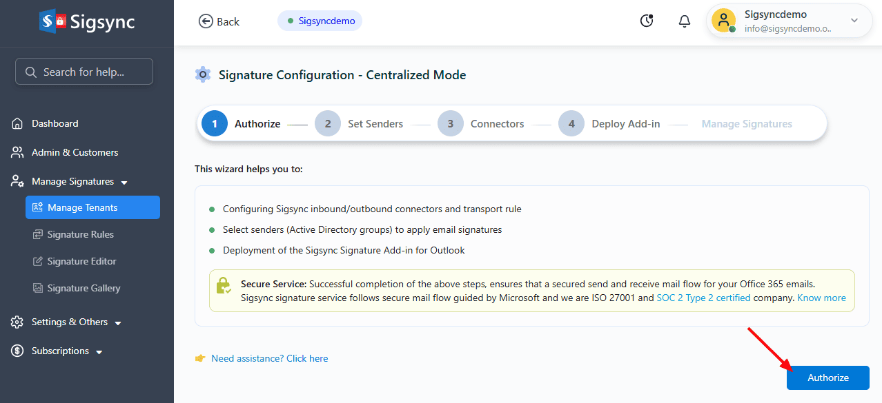 Click Authorize Click Authorize