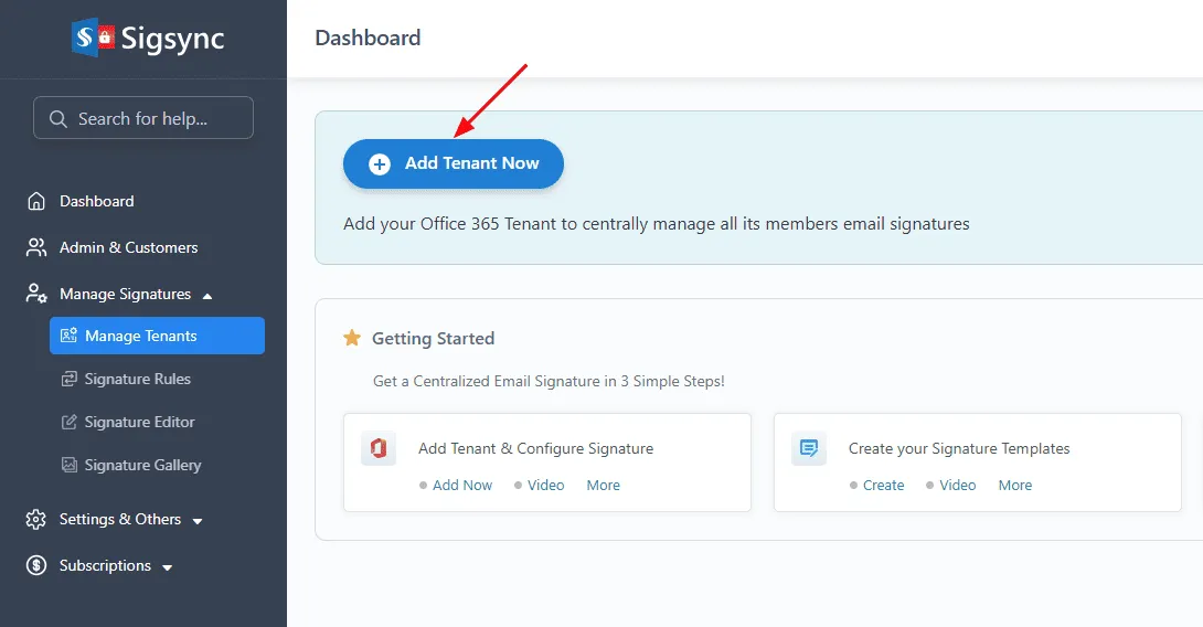 Add Tenant Now Add Tenant Now