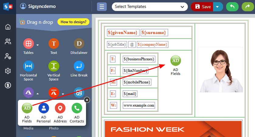 Drag and drop ad field Drag and drop ad field
