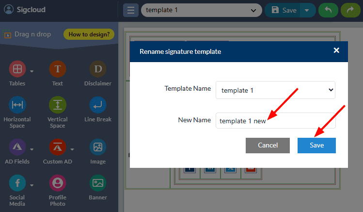 Enter Template name Enter Template name
