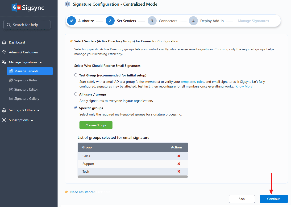 Select Sender option Select Sender option