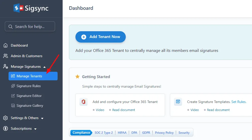 Manage Tenants Manage Tenants