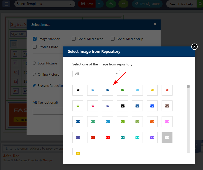 Select the required icon Select the required icon