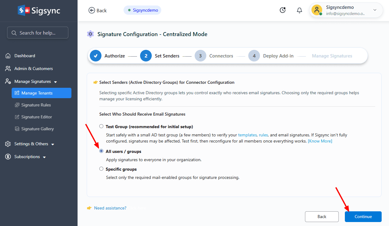 Select Sender option Select Sender option