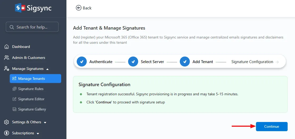 Tenant Registered successfully Tenant Registered successfully