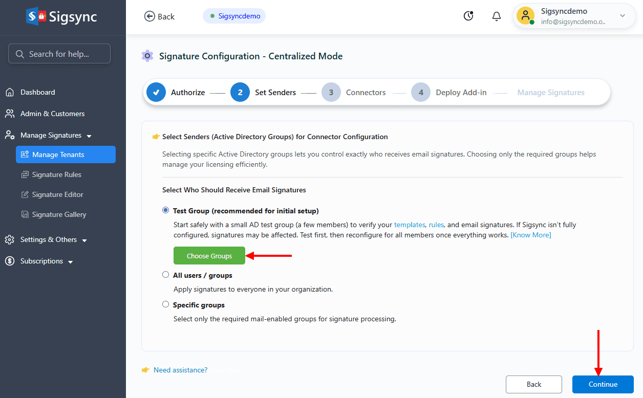 configure set sender configure set sender