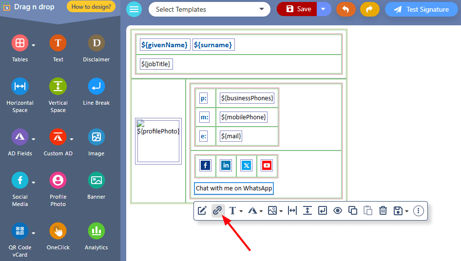 Add hyperlink in text